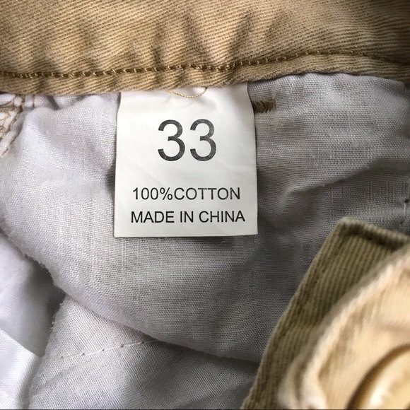 Mustway Camel Tan Cargo Shorts Mens Waist Size 33 Pocket Utility - Picture 7 of 9